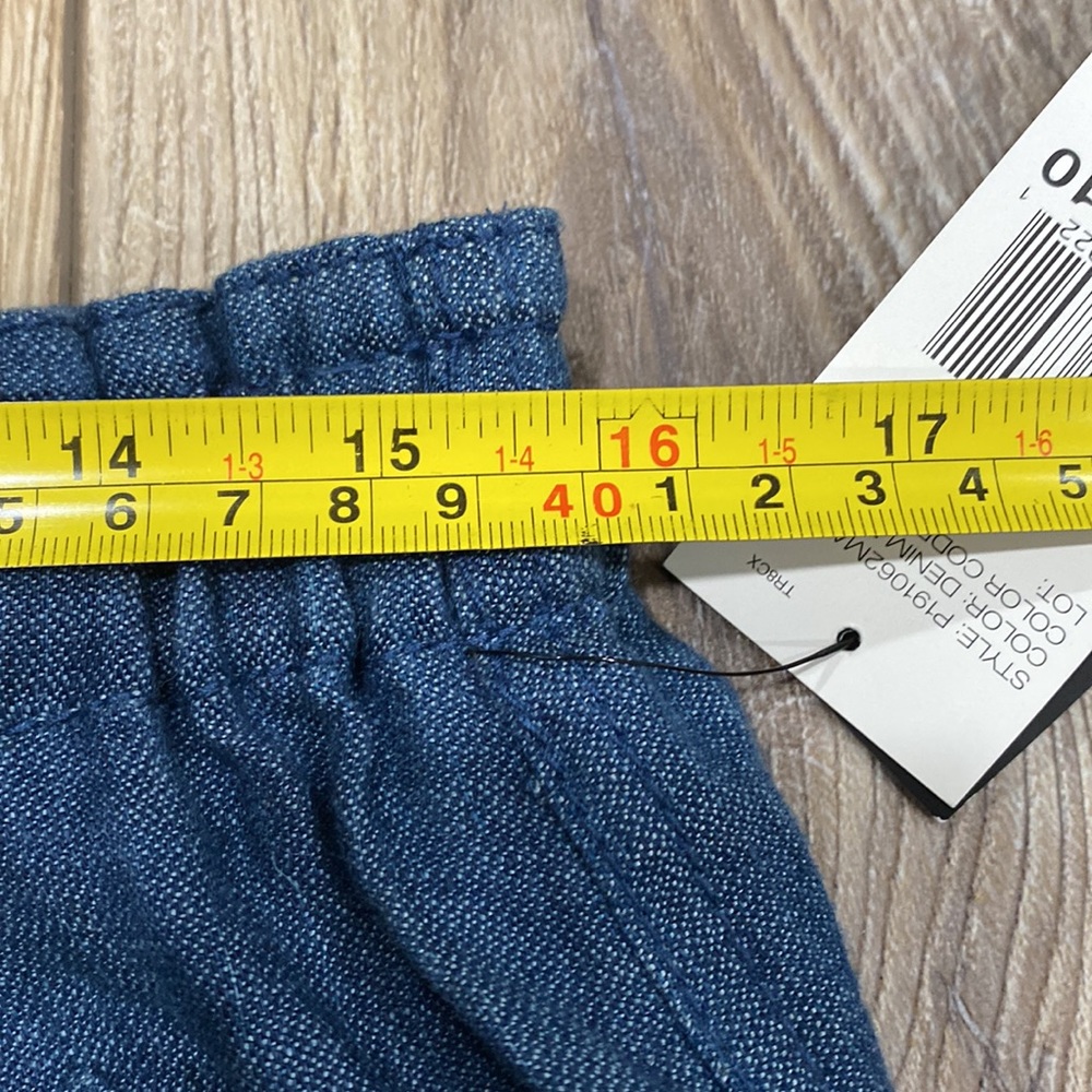 NWT DKNY 100% Linen Denim Blue Elastic Waist Knee Length Skirt 10 - Picture 12 of 16